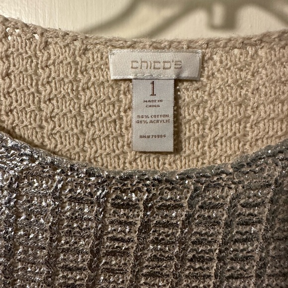 CHICOS Silver Sweater Size 1, 8/10 - Picture 3 of 6